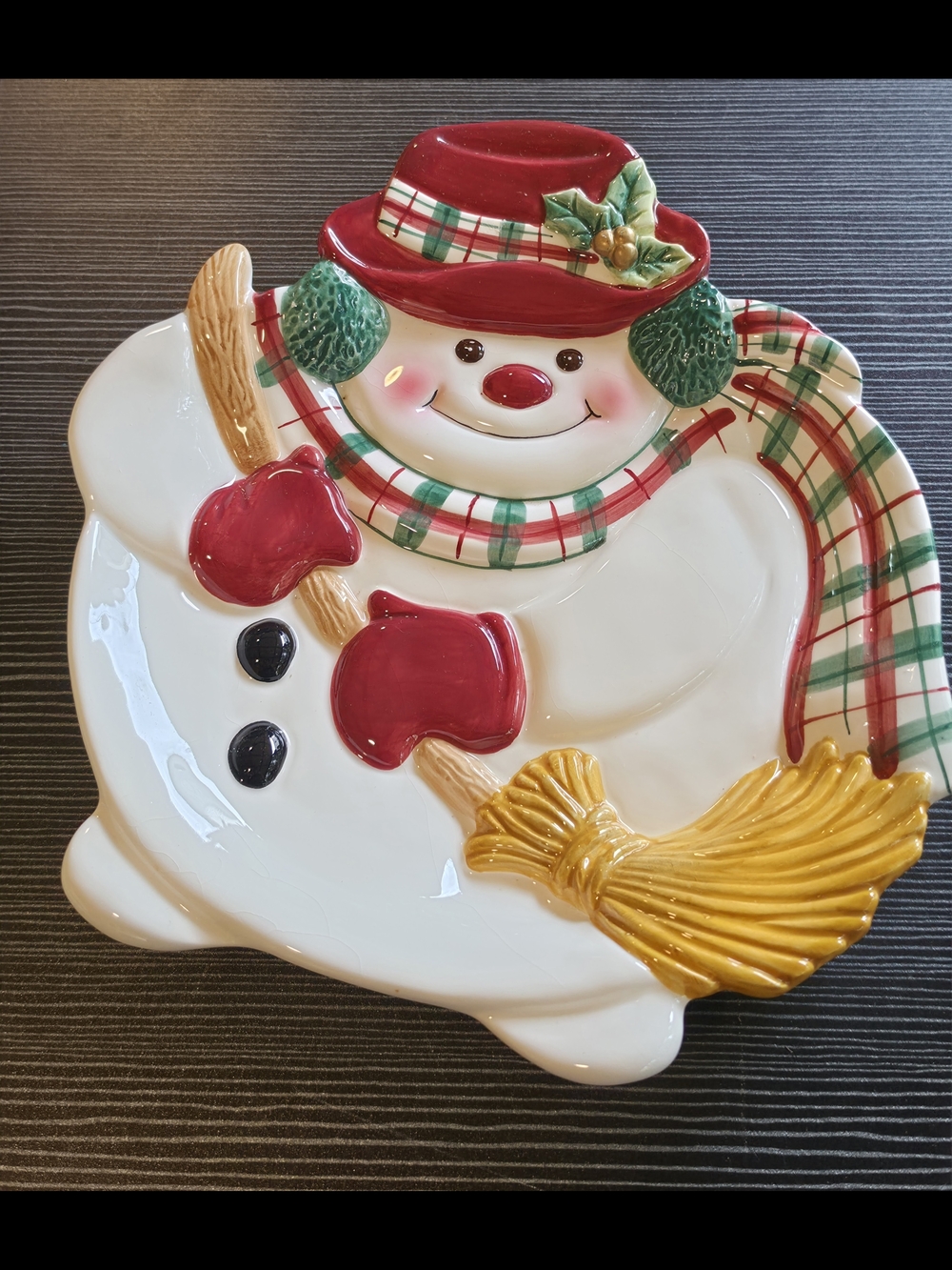Fitz and Floyd Festive Red & Green Snowman Serving Platter